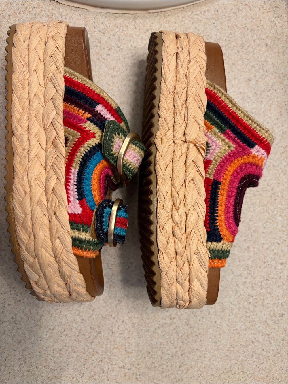 Steve Madden Multicolor Crochet Buckle Mules - Picture 2 of 5